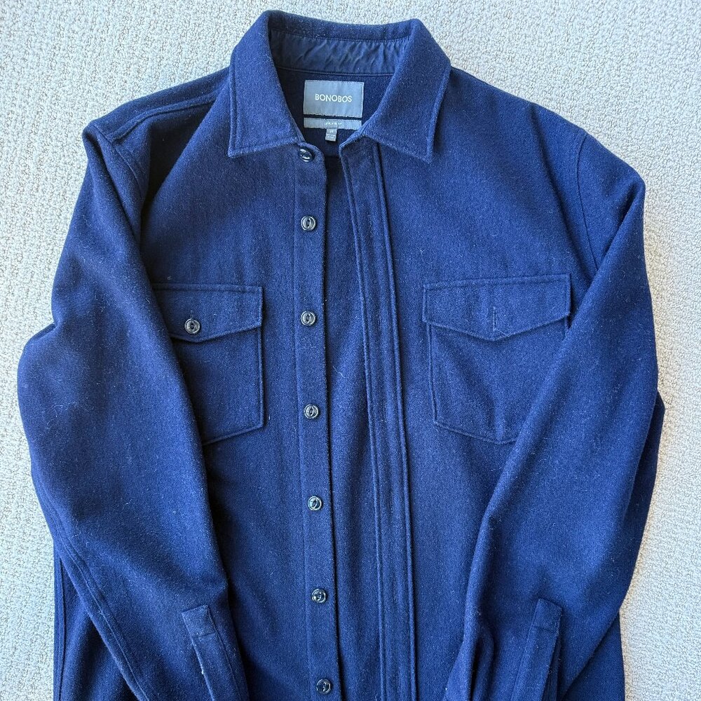 Bonobos Wool Shirt Jacket NAVY (M) - Picture 2 of 6
